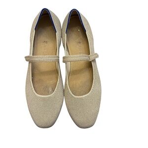 Rothy’s 10.5 the square Mary Jane light gold shimmer shoes washable flats